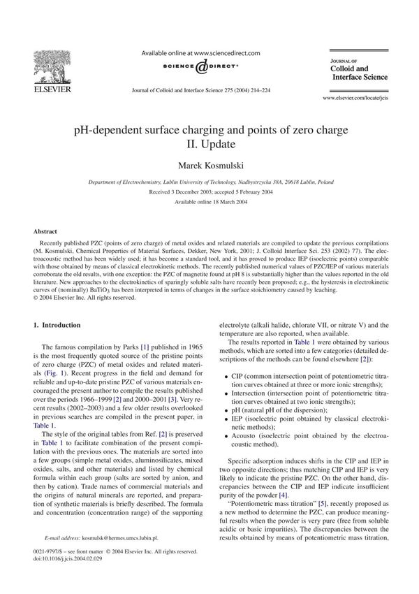 JColloidInterfaceSci275(2004)214–IEP