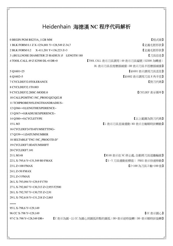 海德汉NC程式代码解析