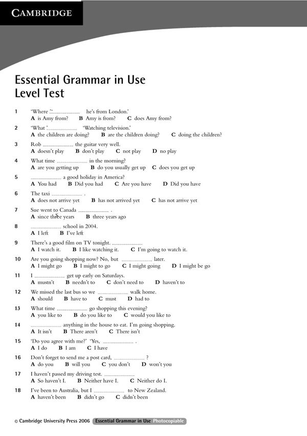 Essential Grammar in Use