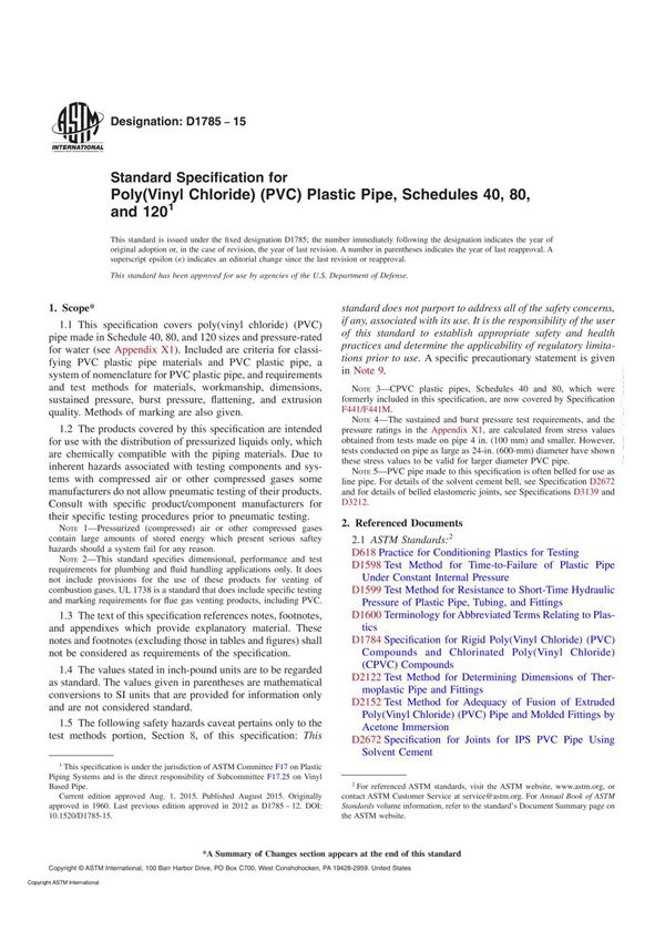 ASTM D1785 - 15