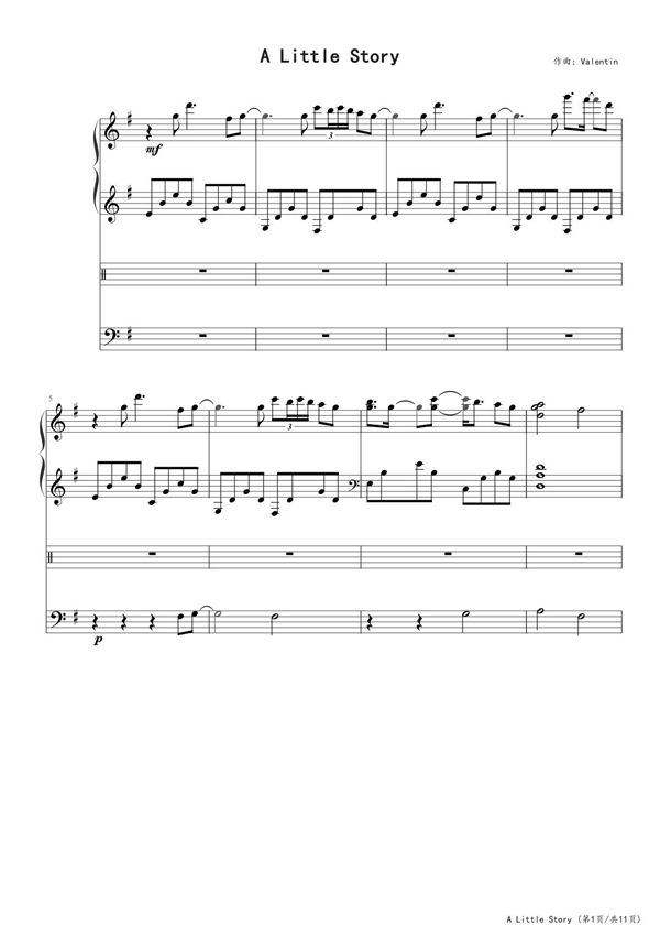A Little Story 高清钢琴谱五线谱