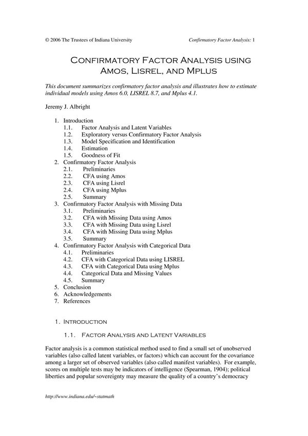Confirmatory Factor Analysis