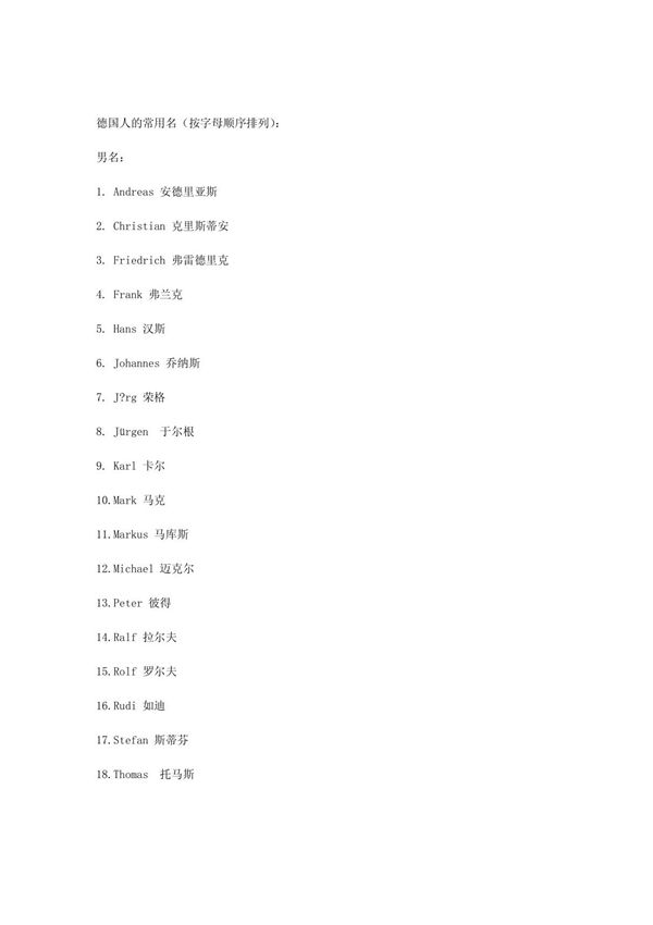 德国人的常用名