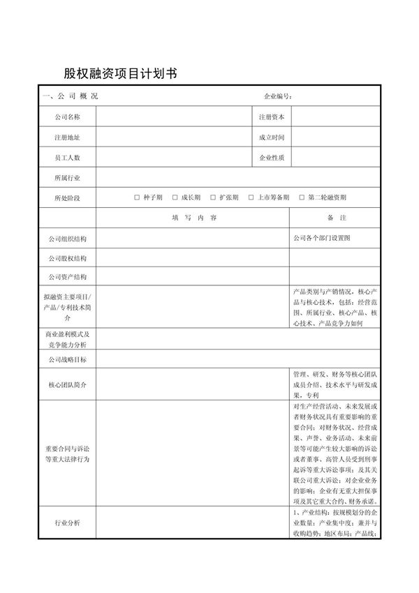 项目融资计划书的编写