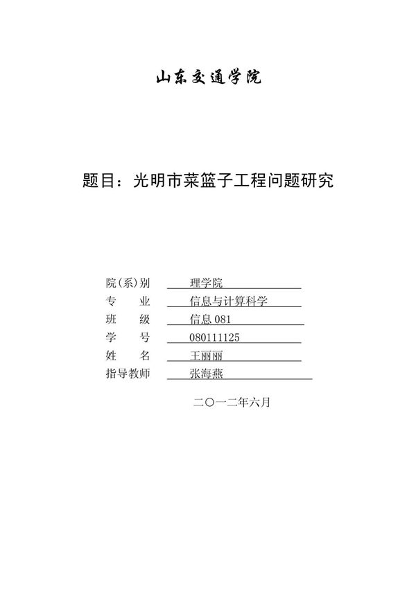 光明市菜篮子工程问题研究