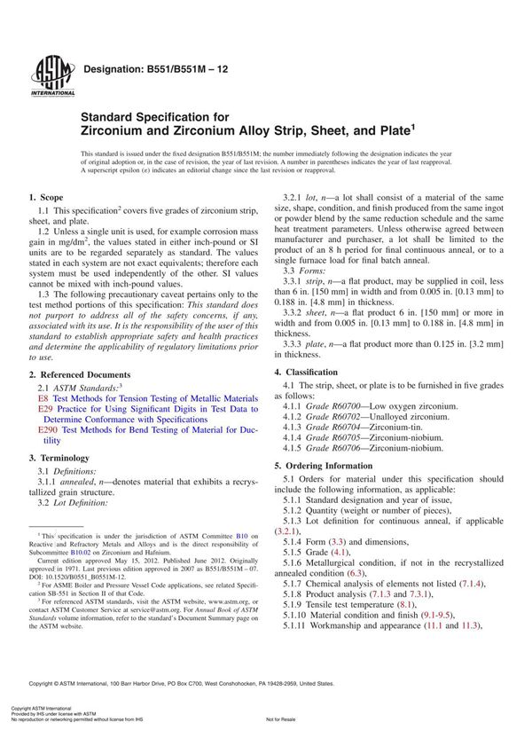 ASTM B551 B551M-2012
