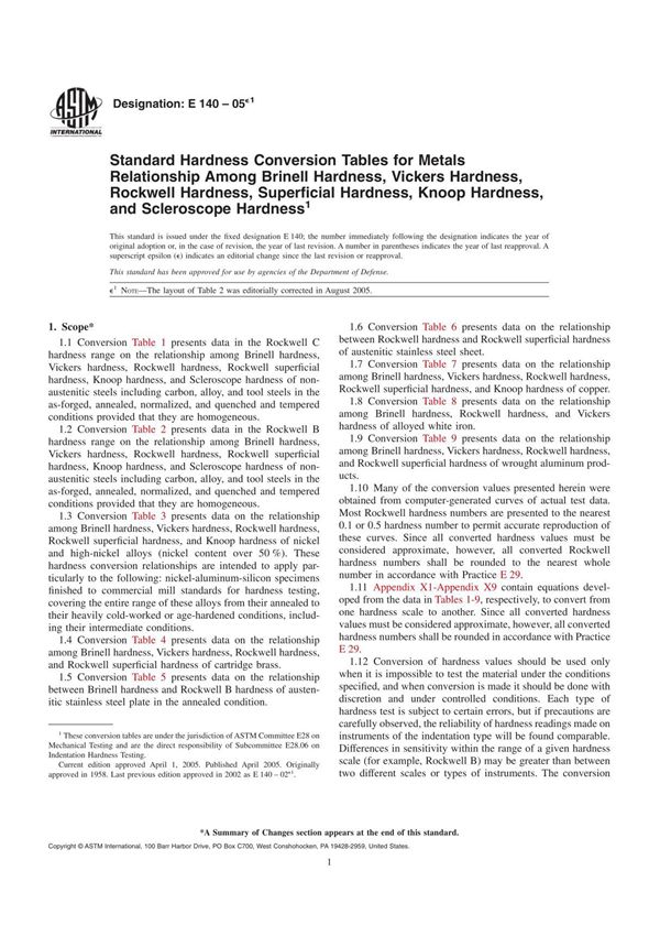 astm e140-05e1《金属标准硬度换算表》