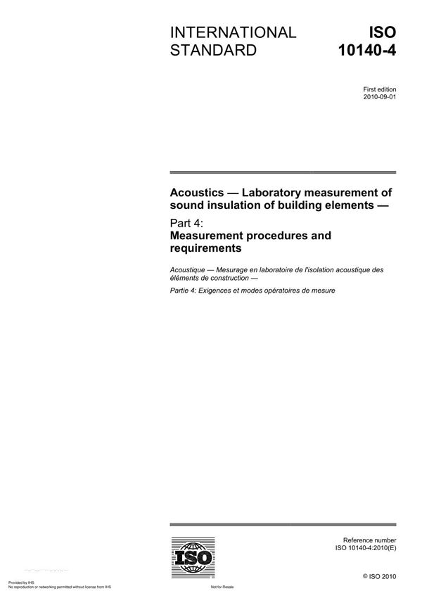 ISO 10140-4 Acoustics Laboratory measurement of sound insulation of building element