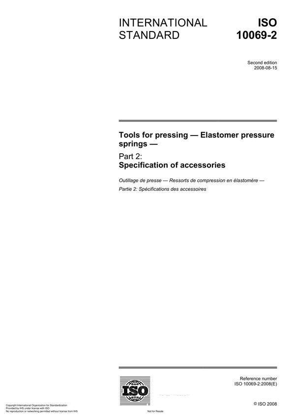 ISO 10069-2 Tools for pressing Elastomer pressure spring