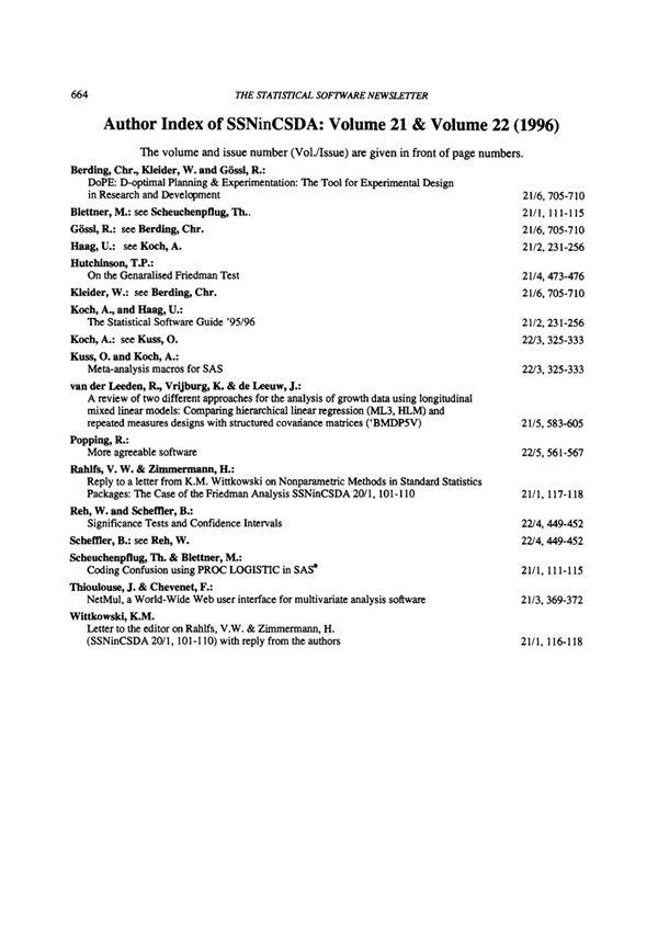 Author index of SSNinCSDA Volume 21