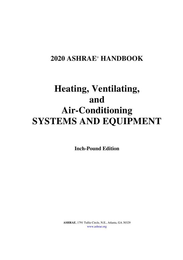 2020 ASHRAE Handbook--HVAC Systems And Equipment(IP)