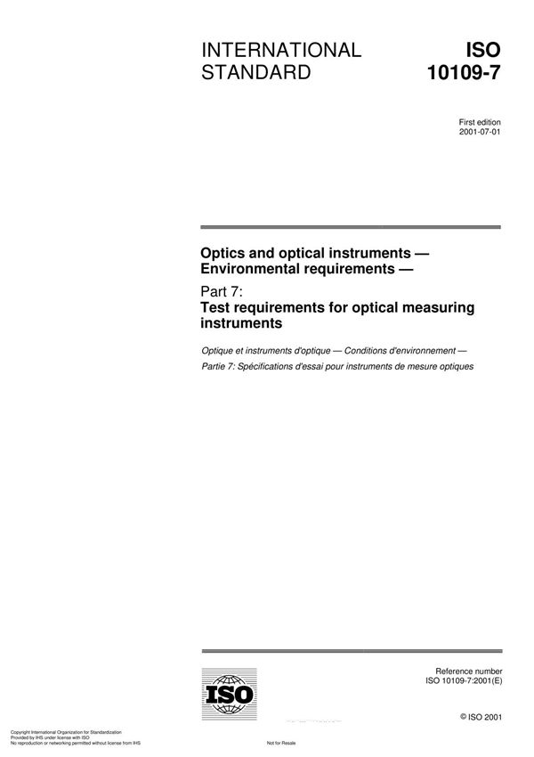 ISO 10109-7 Optics and photonics Environmental requirement