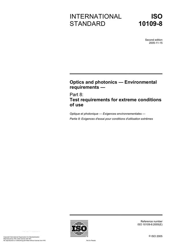 ISO 10109-8 Optics and photonics  Environmental requirement