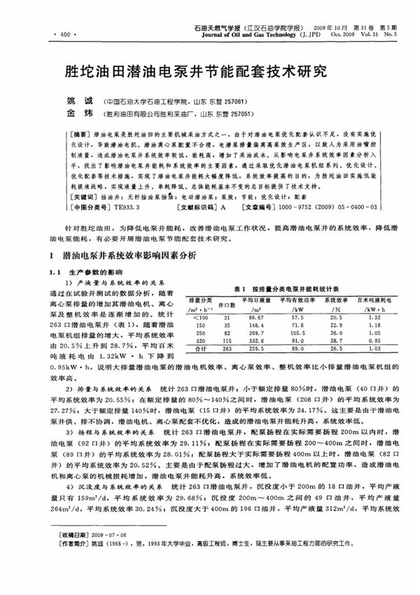 胜坨油田潜油电泵井节能配套技术研究