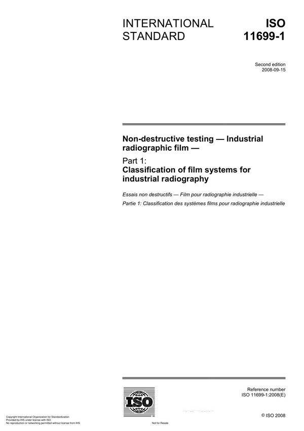 ISO 11699-1 Non-destructive testing Industrial radiographic film