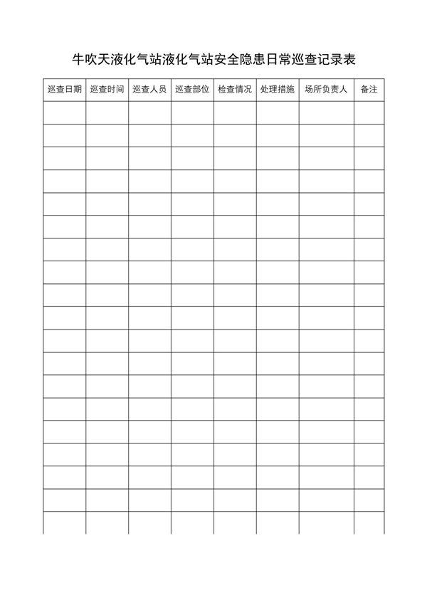 液化气站安全隐患日常巡查记录表