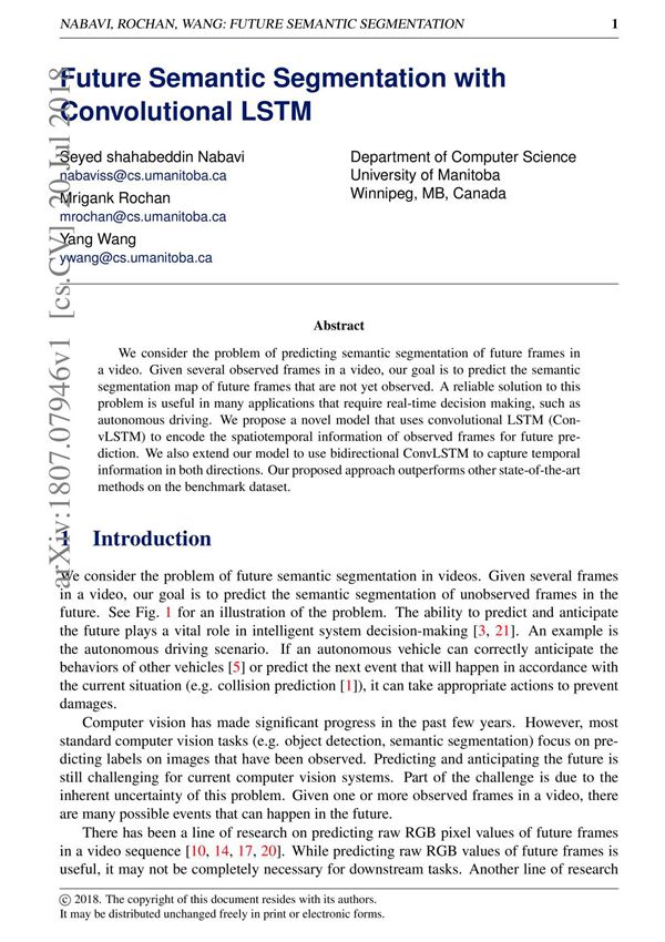 Future Semantic Segmentation with Convolutional LSTM