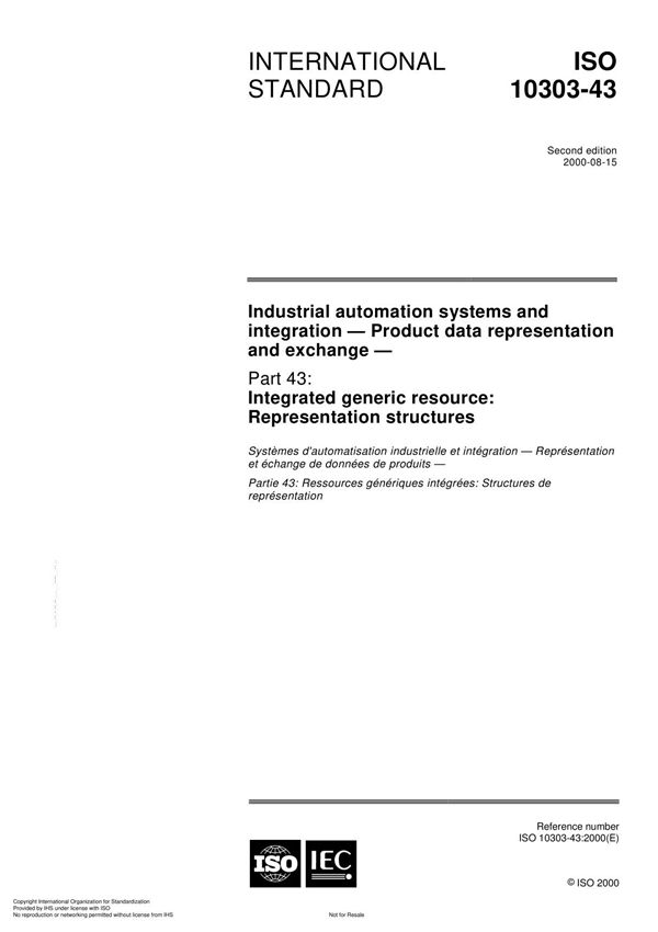 ISO 10303-43 Industrial automation systems and integration Product data representation and exchange