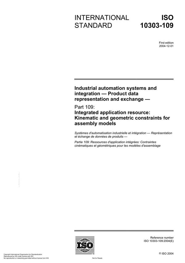 ISO 10303-109 Industrial automation systems and integration Product data representation and exchange