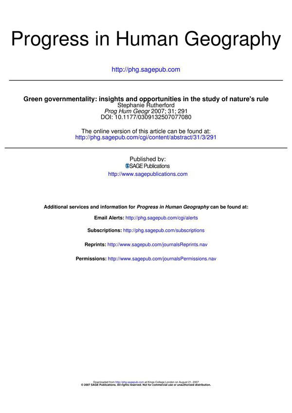 Progress in Human Geography 人文地理学进展