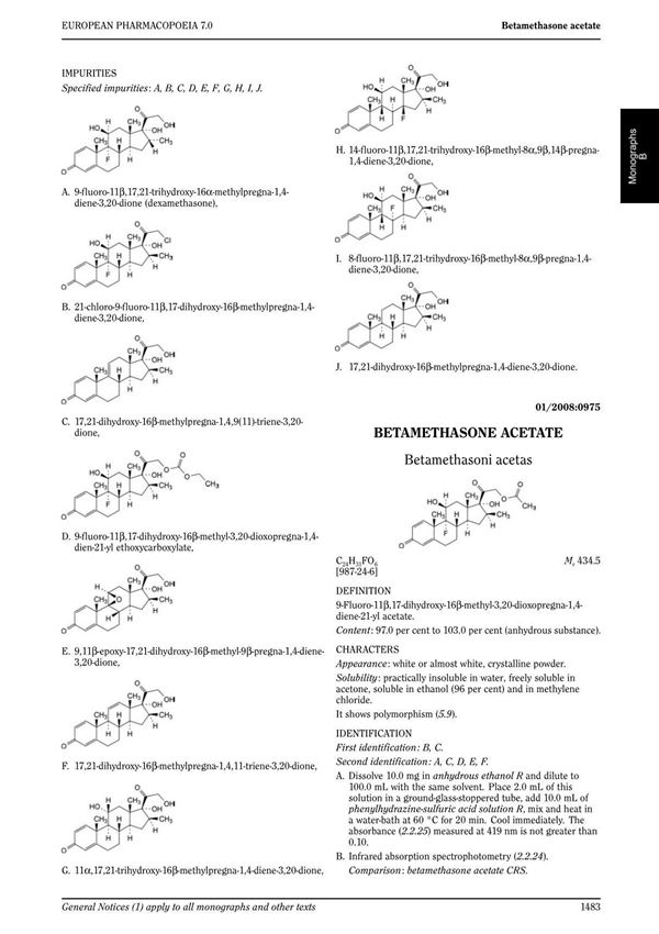 欧洲药典英文版European Pharmacopoeia EP 7.0 Betamethasone acetate药品标准规格电子版下载