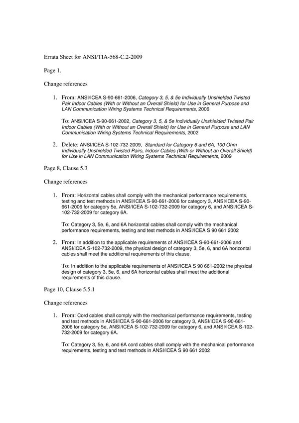 ANSI TIA-568-C.2-Errata Wiring Standard美国电信工业协会标准电线标准规范 1