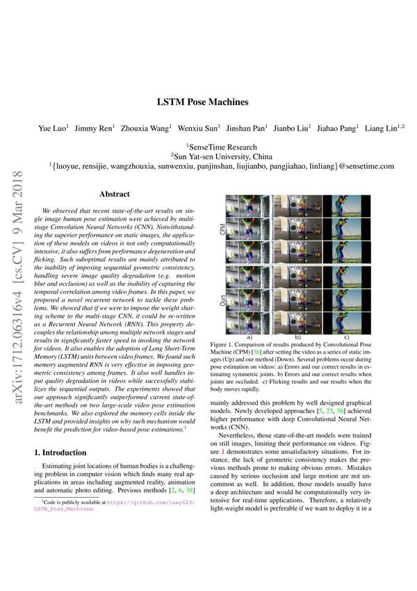 LSTM Pose Machines