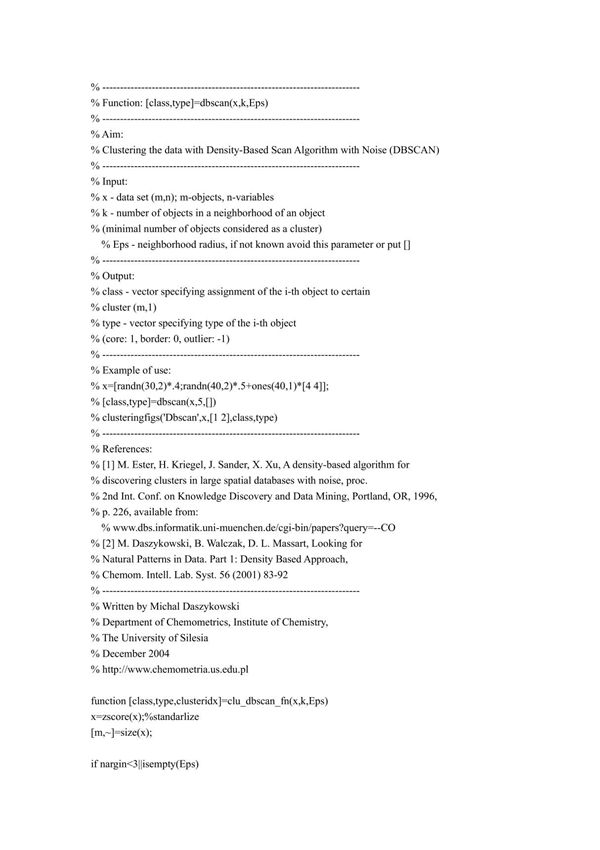 dbscan的matlab代码实现