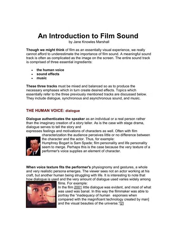 An Introduction to Film Sound
