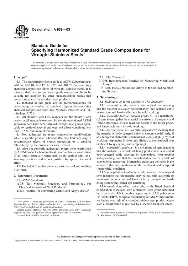 AsTM A959-2004化学成分