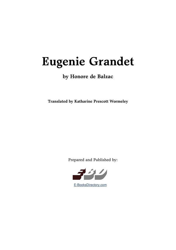 Eugenie Grandet Honore de Balzac英文原版小说文学原著电子版