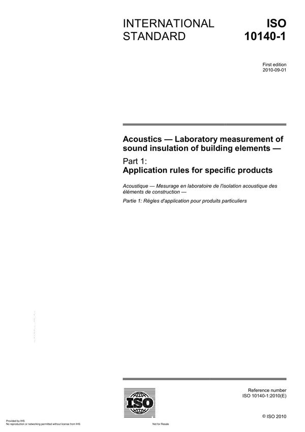 ISO 10140-1 Acoustics  Laboratory measurement of sound insulation of building element
