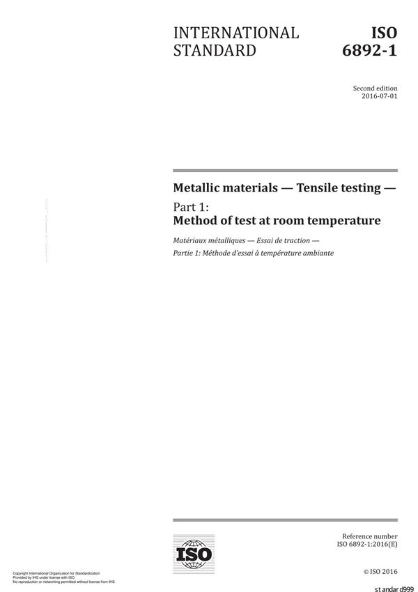 官方高清原版 可编辑ISO 6892-1-2016