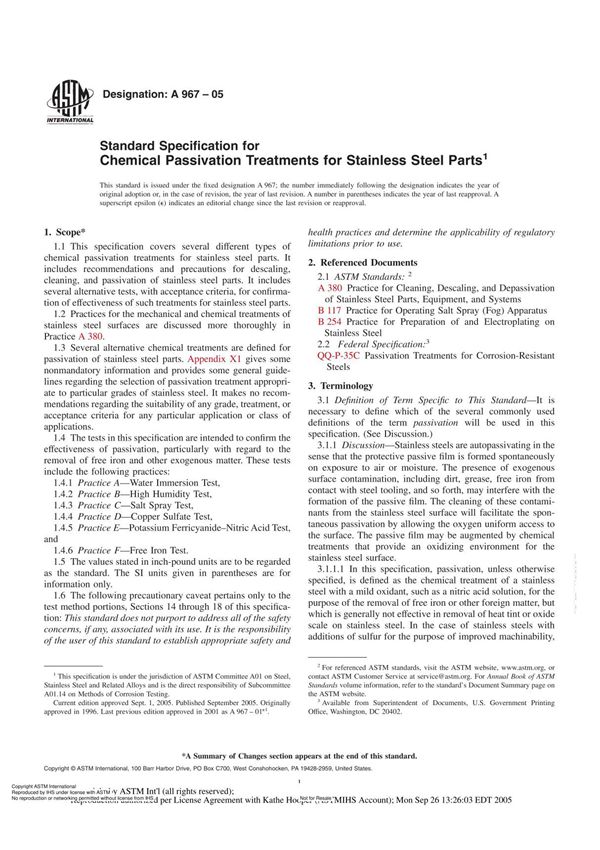 ASTM A 967美国材料标准