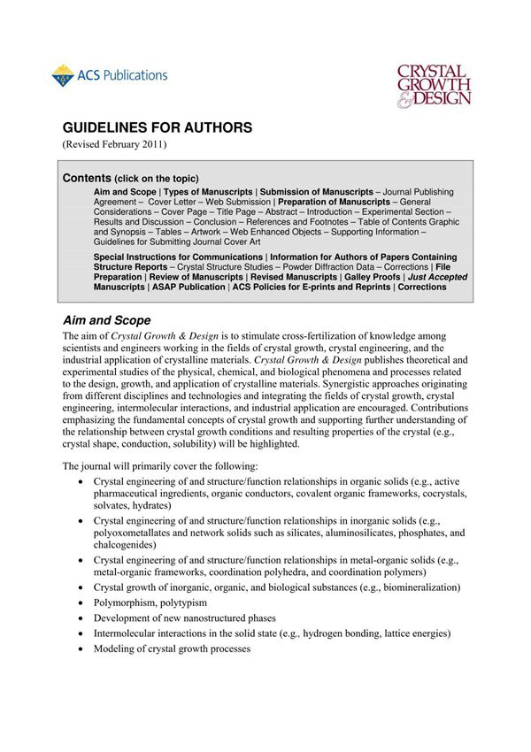 晶体生长期刊投稿指南(Crystal Growth Des)