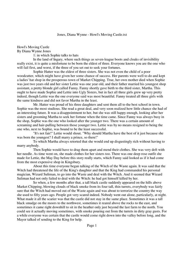 (魔幻城堡) (Howl´s Moving Castle) (英)黛安娜·温尼·琼斯 文字版