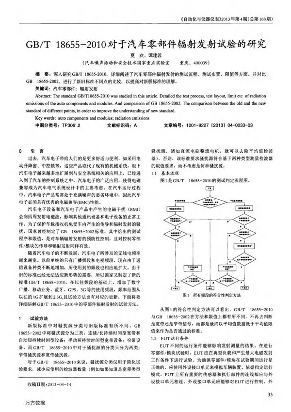 gbt 18655-2010对于汽车零部件辐射发射试验的研究