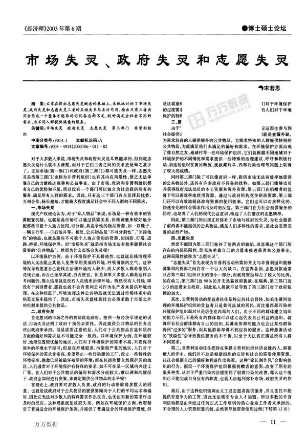 市场失灵 政府失灵和志愿失灵