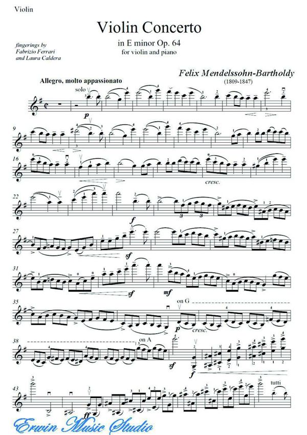 门德尔松《E小调小提琴协奏曲》作品.64 小提琴谱