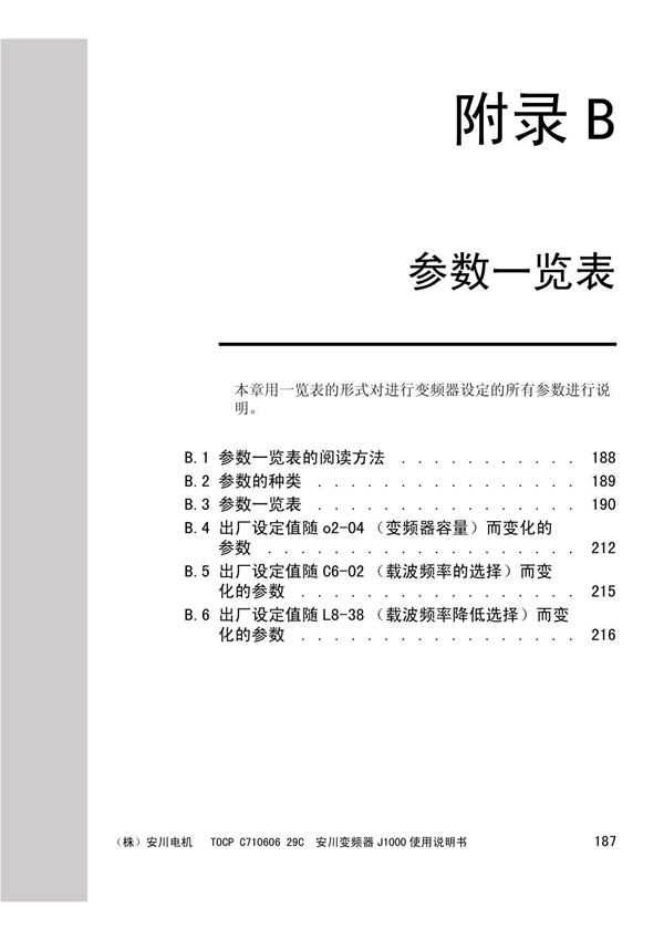 安川变频器J1000使用说明书--参数一览表