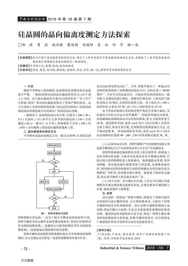硅晶圆的晶向偏离度测定方法探索