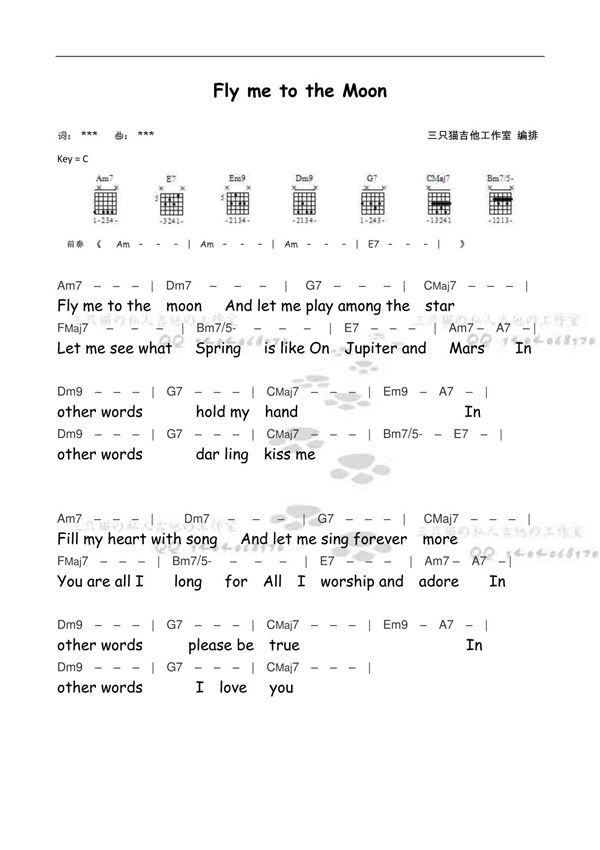 《Fly me to the Moon》和弦谱