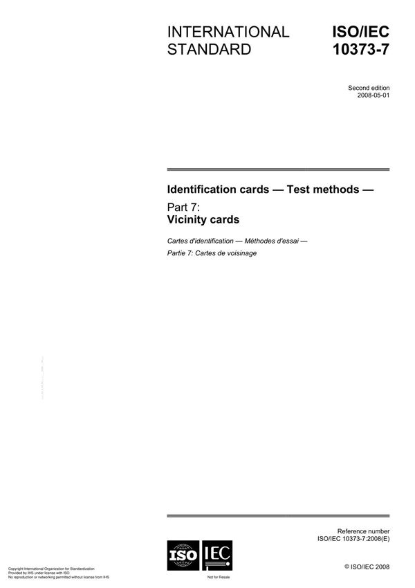 ISO IEC 10373-7 Identification cards Test method