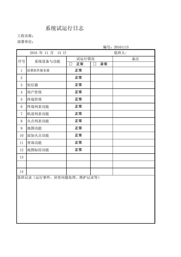 系统试运行日志