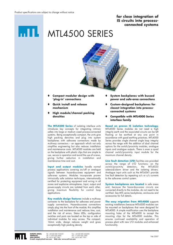 MTL安全栅系列 官网httpwww.mtl-inst.comproductmtl4600 series