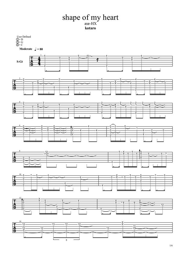 押尾桑指弹吉他谱shape of my heart