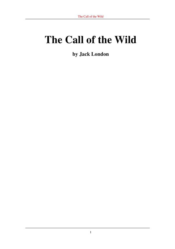 《野性的呼唤》The Call of the Wild小说英文原版电子版