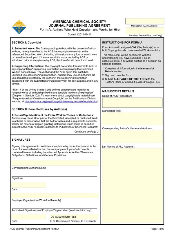 ACS Journal Publishing Agreement - Ames ACS期刊出版协议u2014u2014艾姆斯u2026