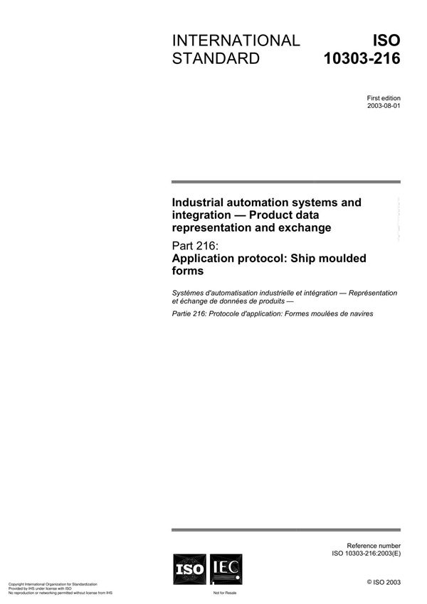ISO 10303-216 Industrial automation systems and integration Product data representation and exchange