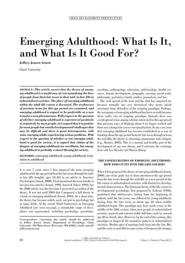emerging adulthood what is it, and what is it good for